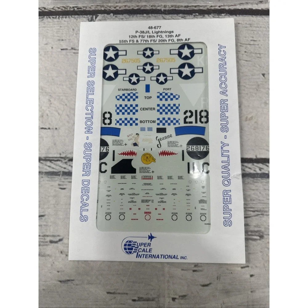 SUPER SCALE 1/48 P-38J/L LIGHTNINGS DECALS 48-677 New